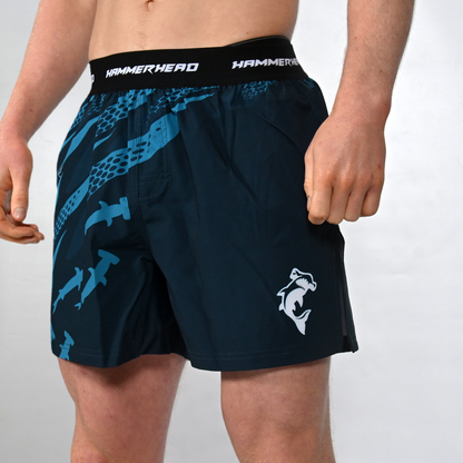 Undertow Low - Mid Split Shorts - Cyan
