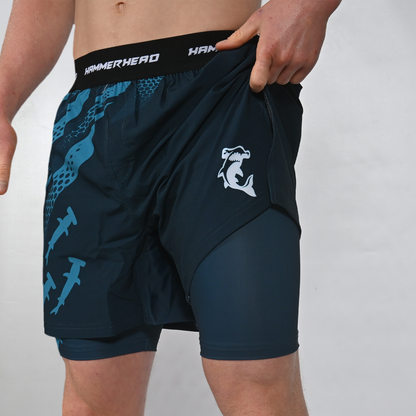 Undertow Hybrid 2in1 Shorts - Cyan